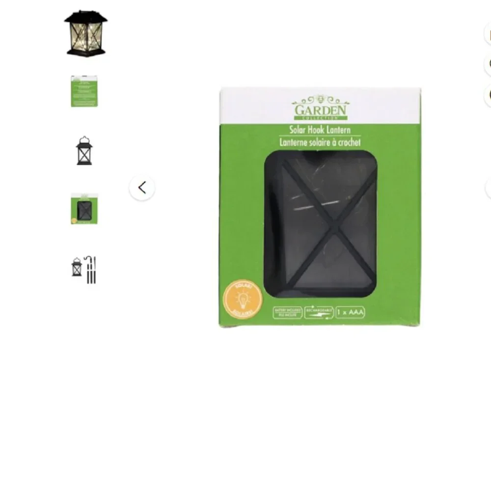 NEW IN BOX GARDEN COLLECTION 2-PACK SOLAR HOOK BLACK GARDEN LANTERNS/LIGHTS